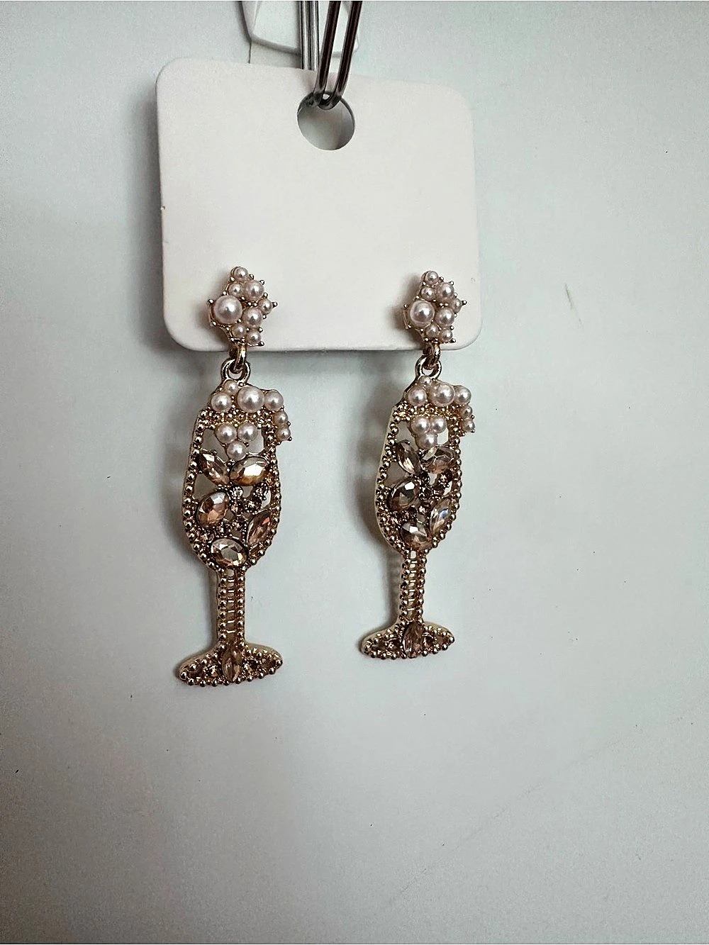 Pearl Champagne Glass Drop Earrings